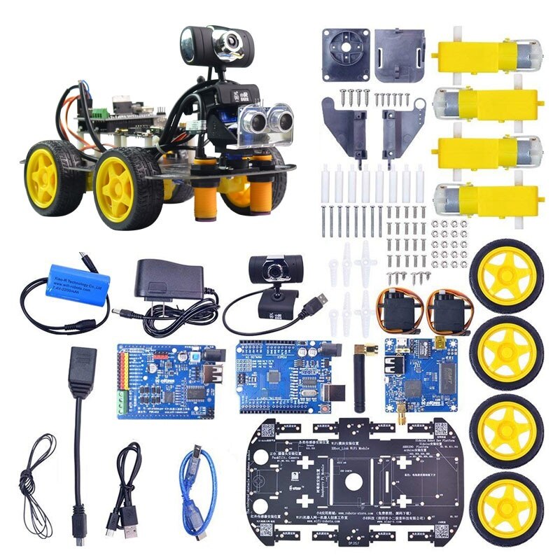 Custom DS WiFi Smart Robot Car compatible Arduino R3 Remote Control HD Camera FPV Robotics Learning Educational toy