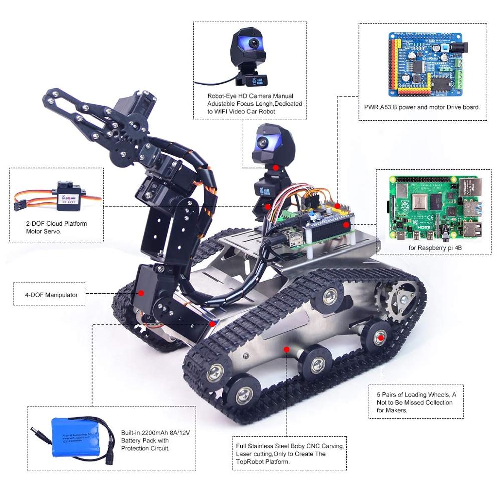 Custom Smart Robot Car Kit for Raspberry Pi, WiFi/Bluetooth Control, Path Planning, Programmable Robot Kit