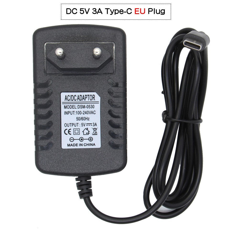 DC 5V 3A Type-C Power Adapter PSU with EU/US Plug for Raspberry Pi 4 Model B