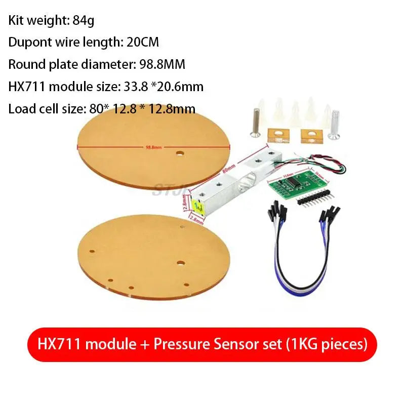 Custom Digital Load Cell Weight Sensor HX711 AD Converter Breakout Module 1KG-20KG Portable Electronic Kitchen Scale for Arduino Scale