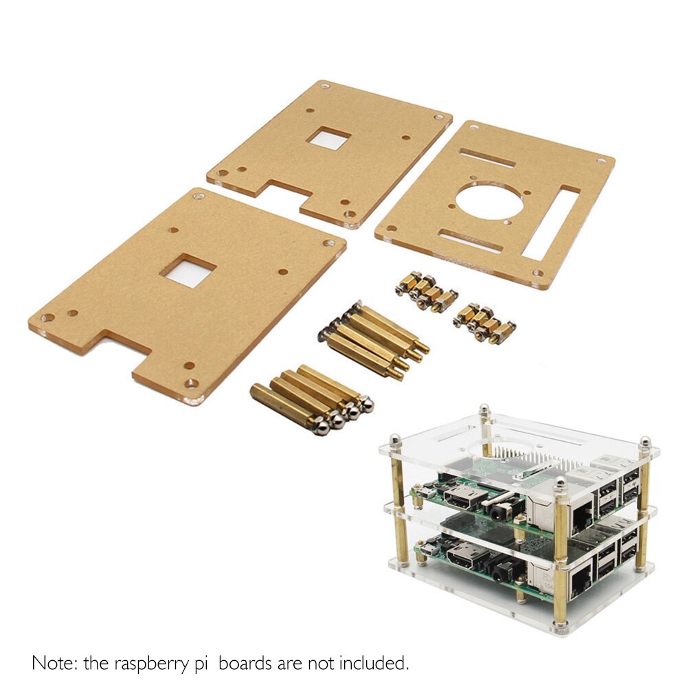 Double Layer Acrylic Case + Cooling Fan Kit for Raspberry Pi 3 Model B+ Plus/3B /2B / B+ / Raspberry Pi 4