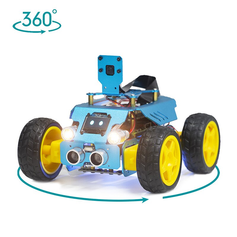 Custom Educational Robot Steam Science and Education Raspberry Pi Aluminum Alloy Four-Wheel Cool Sports Car Secondary Programming