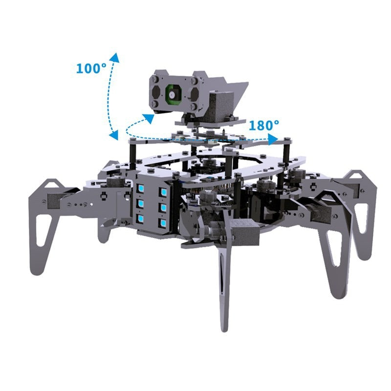 Custom Educational robot STEAM Raspberry Pi 4 generations 4B/3B hexapod spider WiFi camera AI.