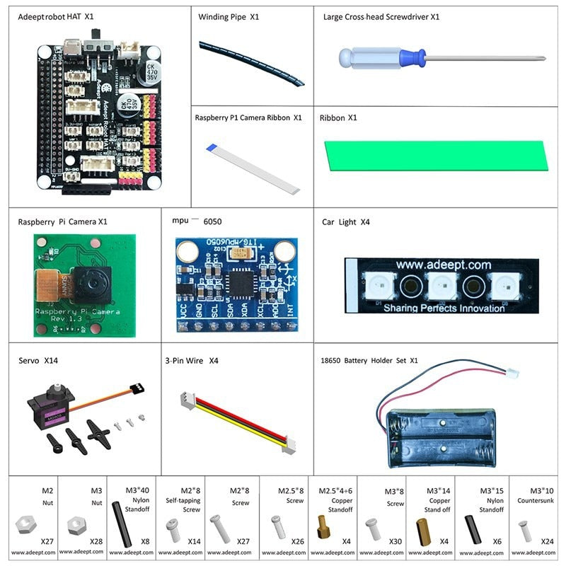 Custom Educational robot STEAM Raspberry Pi 4 generations 4B/3B hexapod spider WiFi camera AI.