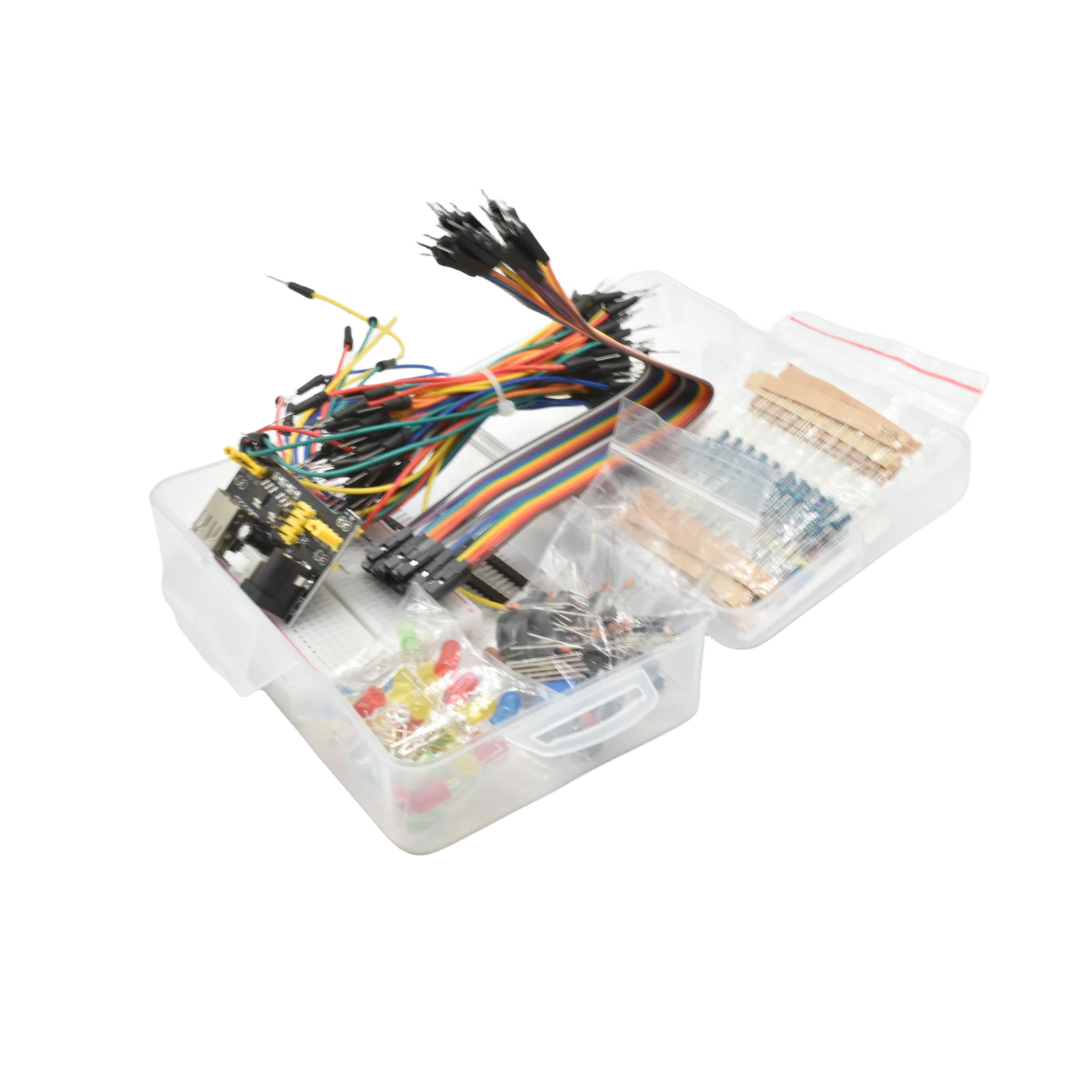 Custom Electronic Component kit with Power Supply Module, Breadboard, Resistor, Capacitor, LED, Potentiometer for Arduino LTARK-16