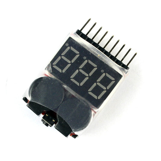 Custom F00872 1S-8S Dual Speaker 2 IN 1 LiPo Battery Voltage Checker Indicator Tester LED &amp; low voltage buzzer alarm combo