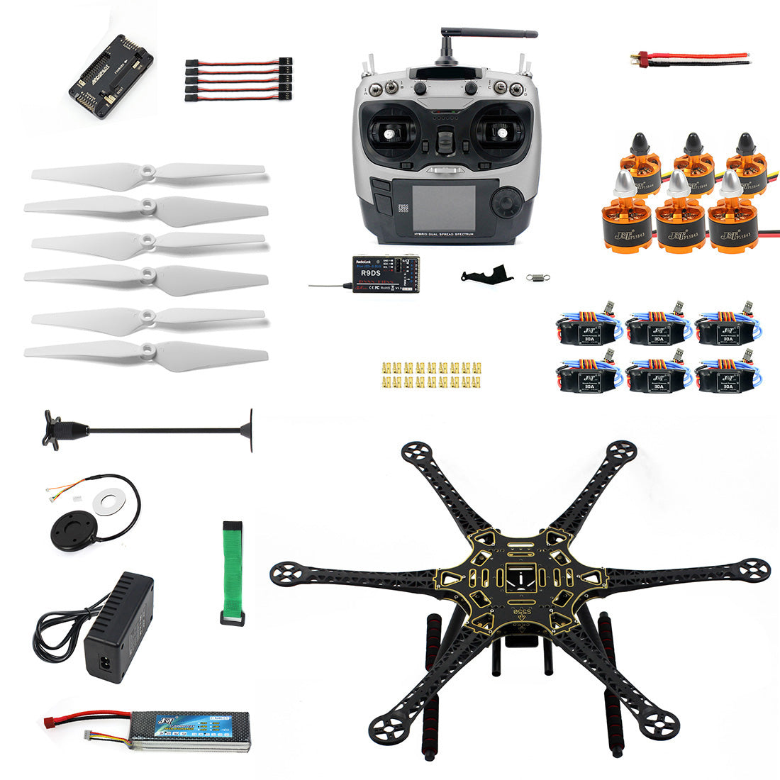 Custom F08618-N Assembled HMF S550 F550 Upgrade RTF Kit with Landing Gear &amp; APM 2.8 Flight Controller GPS Compass No Gimbal