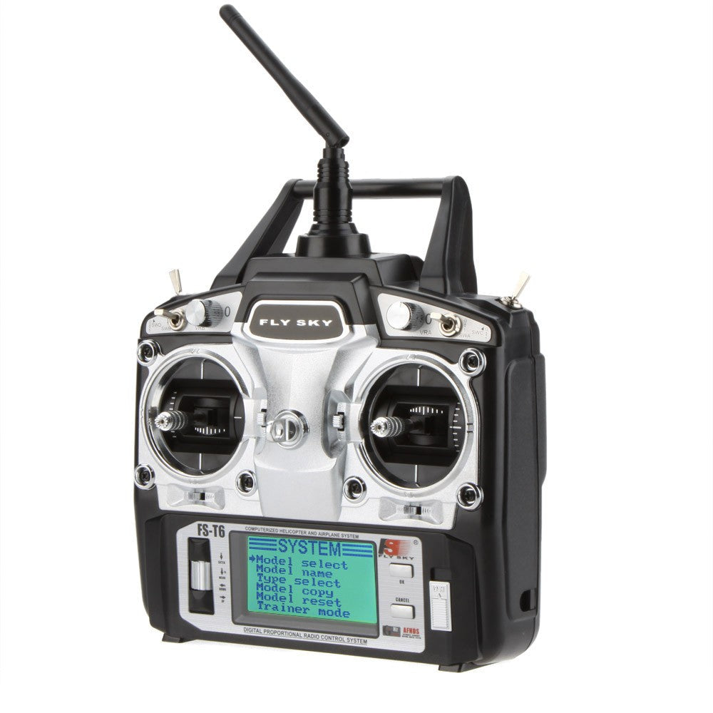 Custom F14912/3 FS-T6 2.4GHz 6CH Mode 2/1 Remote Controller Transmitter and Receiver R6-B for RC Quadcopter Helicopter With LED Screen