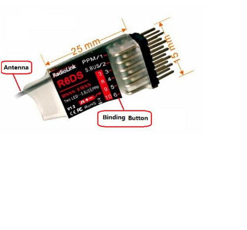 R6DS Receiver 2.4G 6CH PPM PWM SBUS Output Compatible FOR RadioLink AT9 AT9S AT10 AT10II Transmitter customize