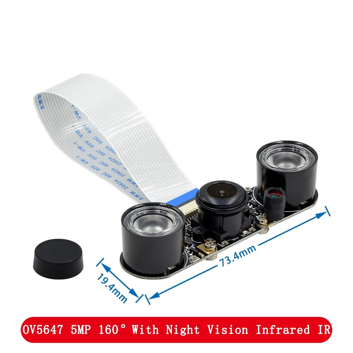 Custom  For Raspberry Pi 4 Night Vision Fisheye Camera 5MP OV5647 70/95/160 Degree Focal Adjustable Camera for Raspberry Pi 3 Model B