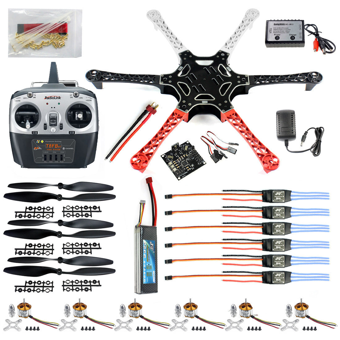 Full Kit HexRotor HexaCopter RTF W/F550 FlameWheel Kit+KK 2.3 Controller+ESC Motor Weld&amp;debug Battery TX RX Pros F05114-B customize