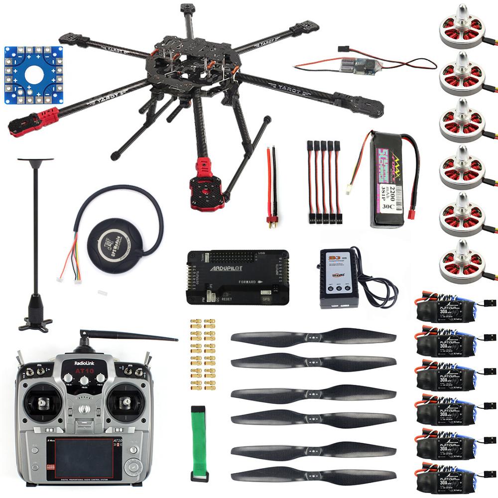 Custom Full Kit Hexacopter 6-axle Aircraft Kit  FY690S Frame 750KV Motor GPS APM 2.8 Flight Control AT10II Transmitter