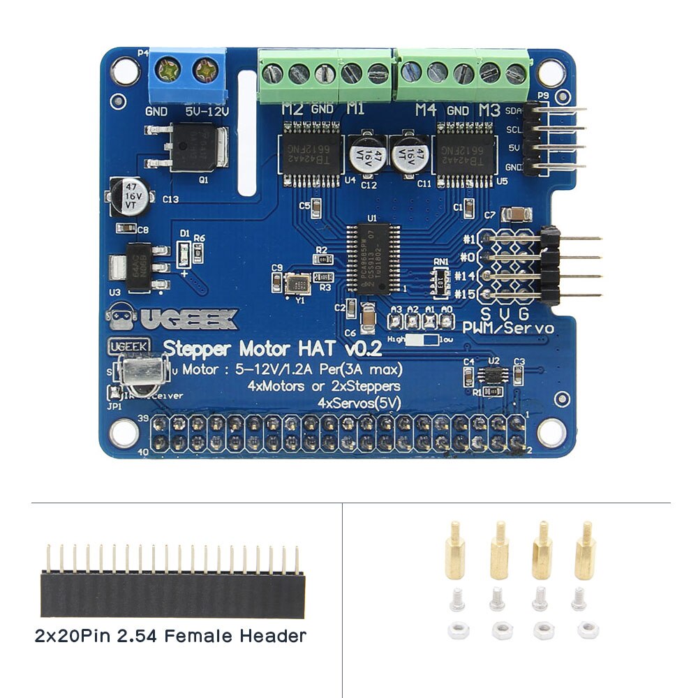 Full function Motor HAT, Robot Expansion Board Support Raspberry Pi 4 Molde B, 3B+/3B/2B/B+ (Stepper/Motor/Servo/IR Remote) customize