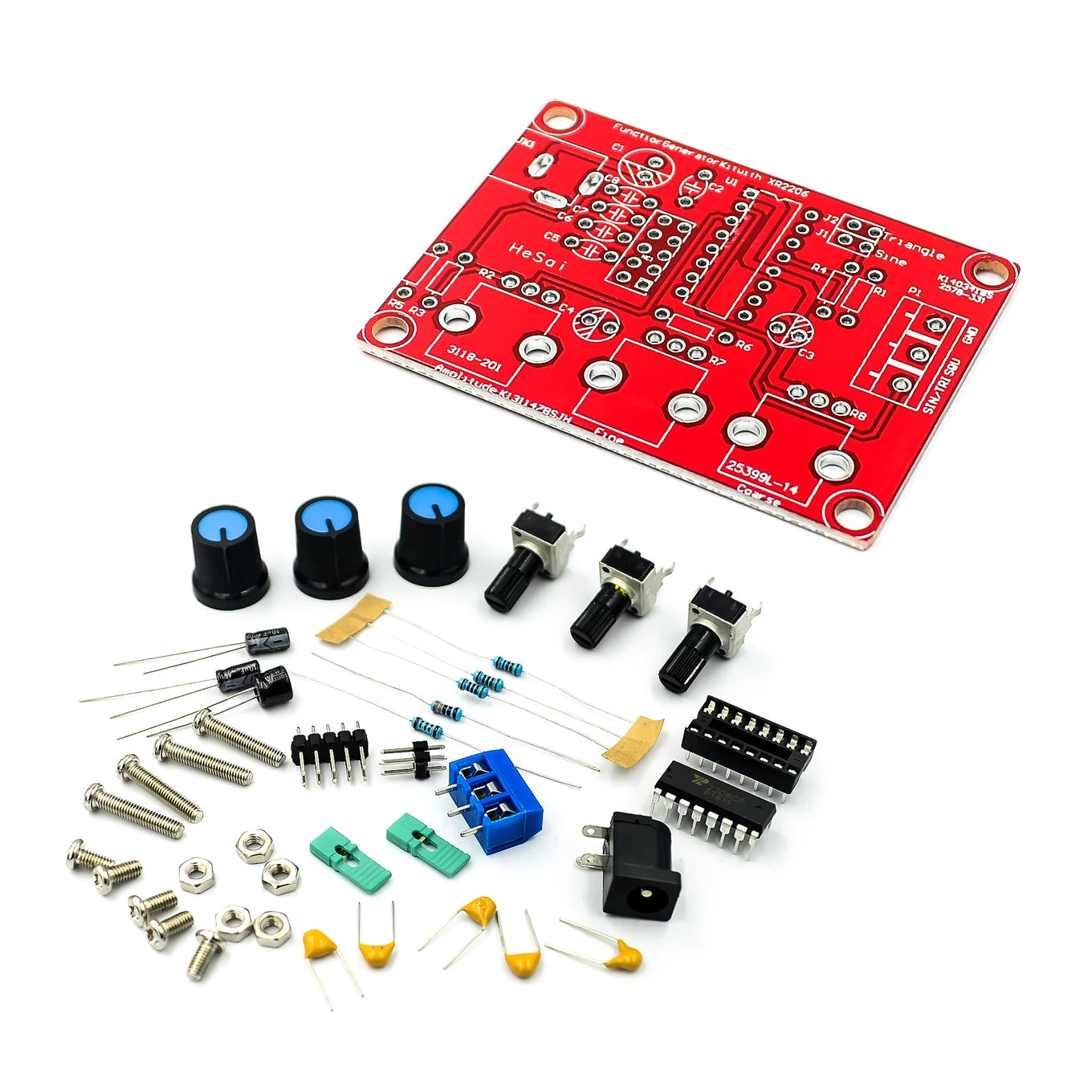 Custom Function Signal Generator DIY Kit Sine/Triangle/Square Output 1Hz-1MHz Signal Generator Adjustable Frequency Amplitude XR2206