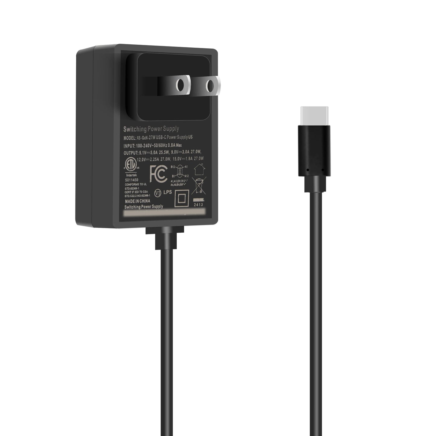 Custom PD 27W USB-C Power Supply,Type C Power Adapter for     Pi 5