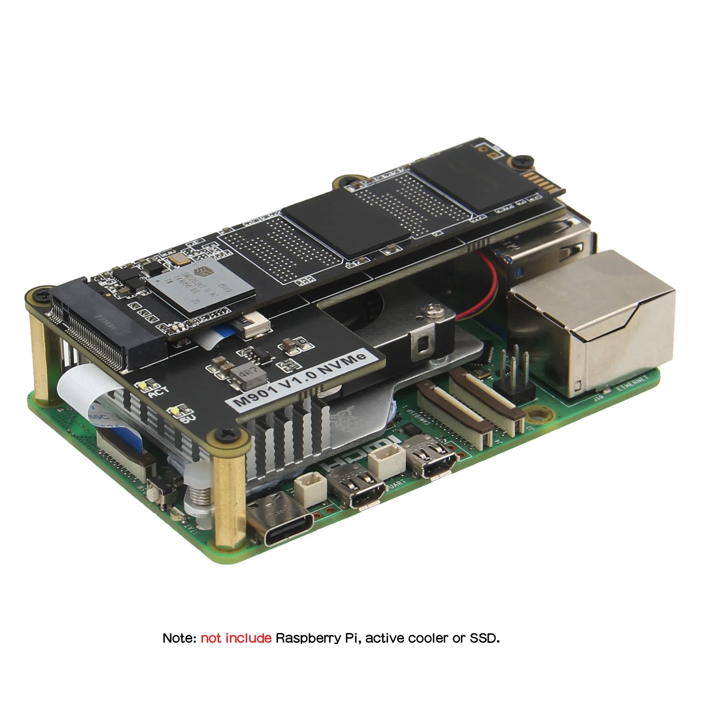 Custom M901 PCIe to M.2 NVMe SSD Board Shield for     Pi 5
