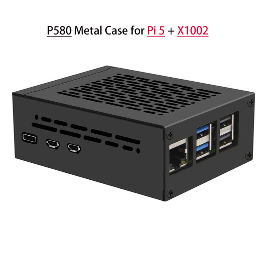 Custom Metal Case P580 for     Pi 5 & X1002 Board (NOT support X1000/X1001/X1003 Board!!!)
