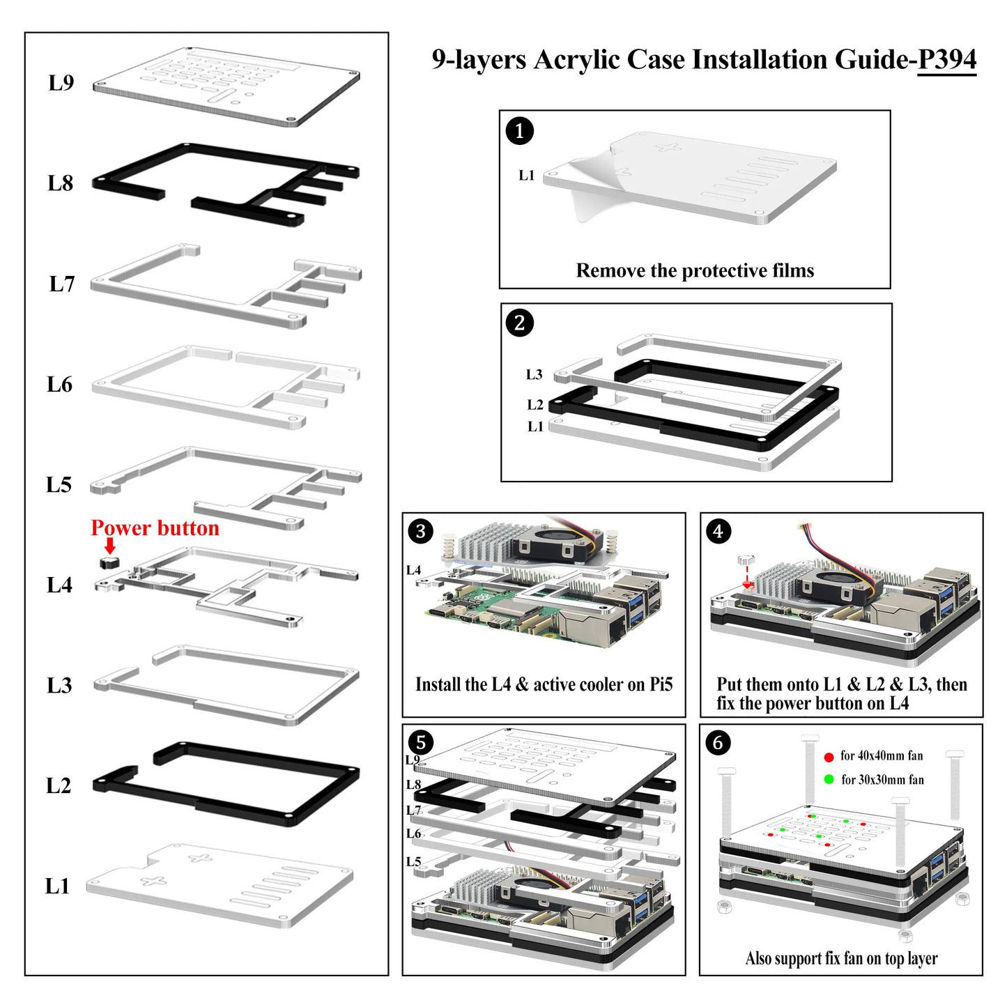 Custom Pi 5 Case Acrylic Enlosure Shell for     Pi 5 4GB/8GB