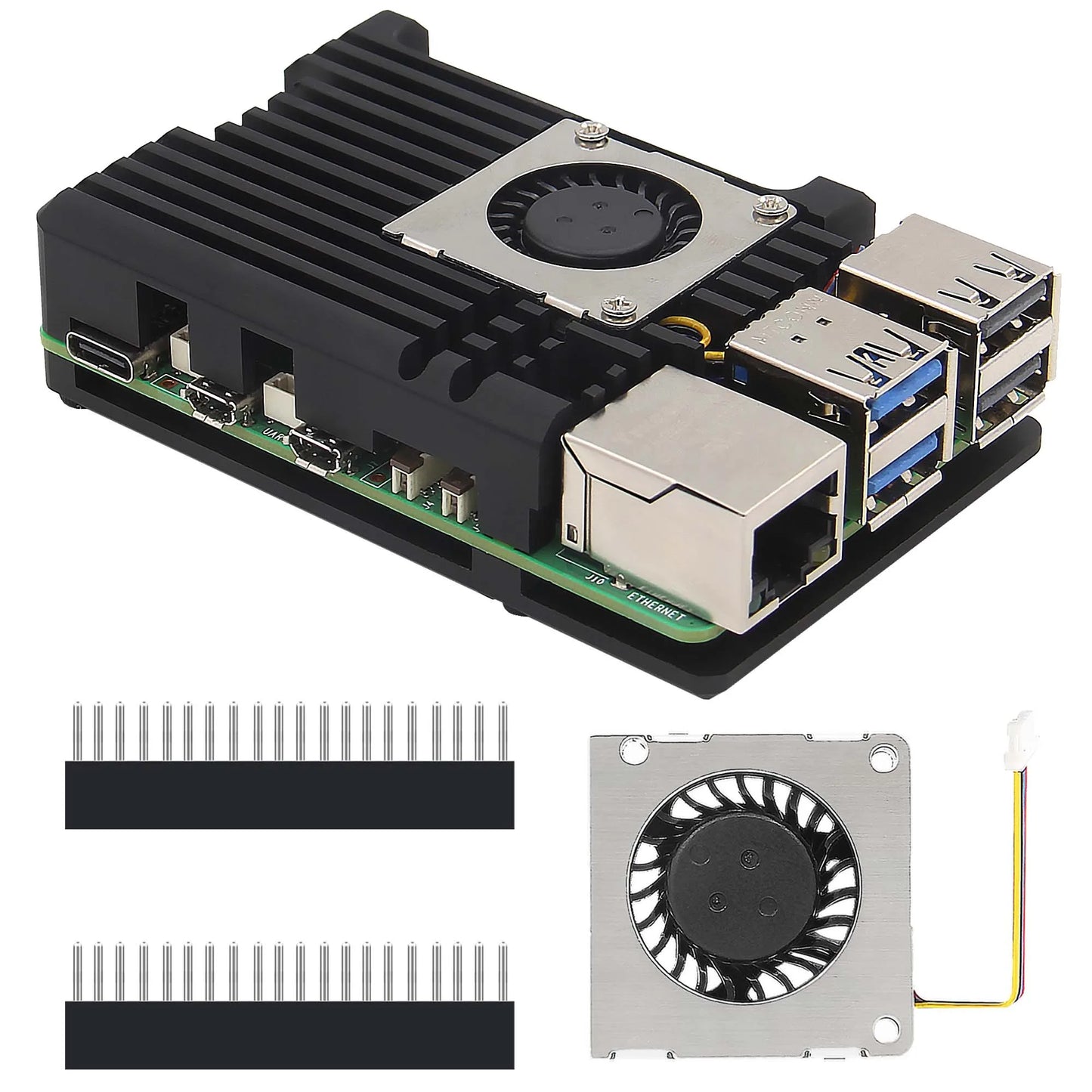 Custom Pi 5 Case with Cooling Fan  | Aluminum Alloy Armor Shell Enclosure for Pi 5