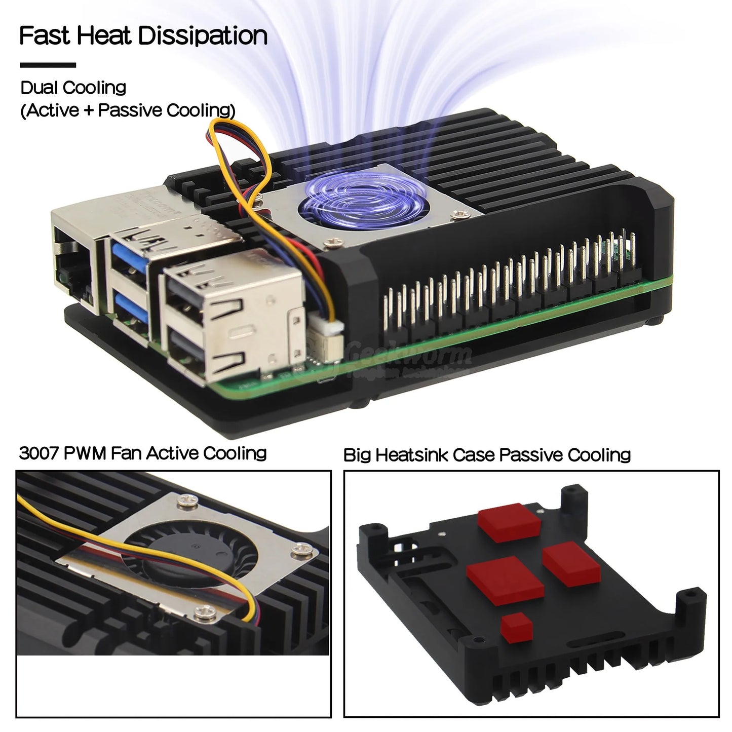 Custom Pi 5 Case with Cooling Fan  | Aluminum Alloy Armor Shell Enclosure for Pi 5