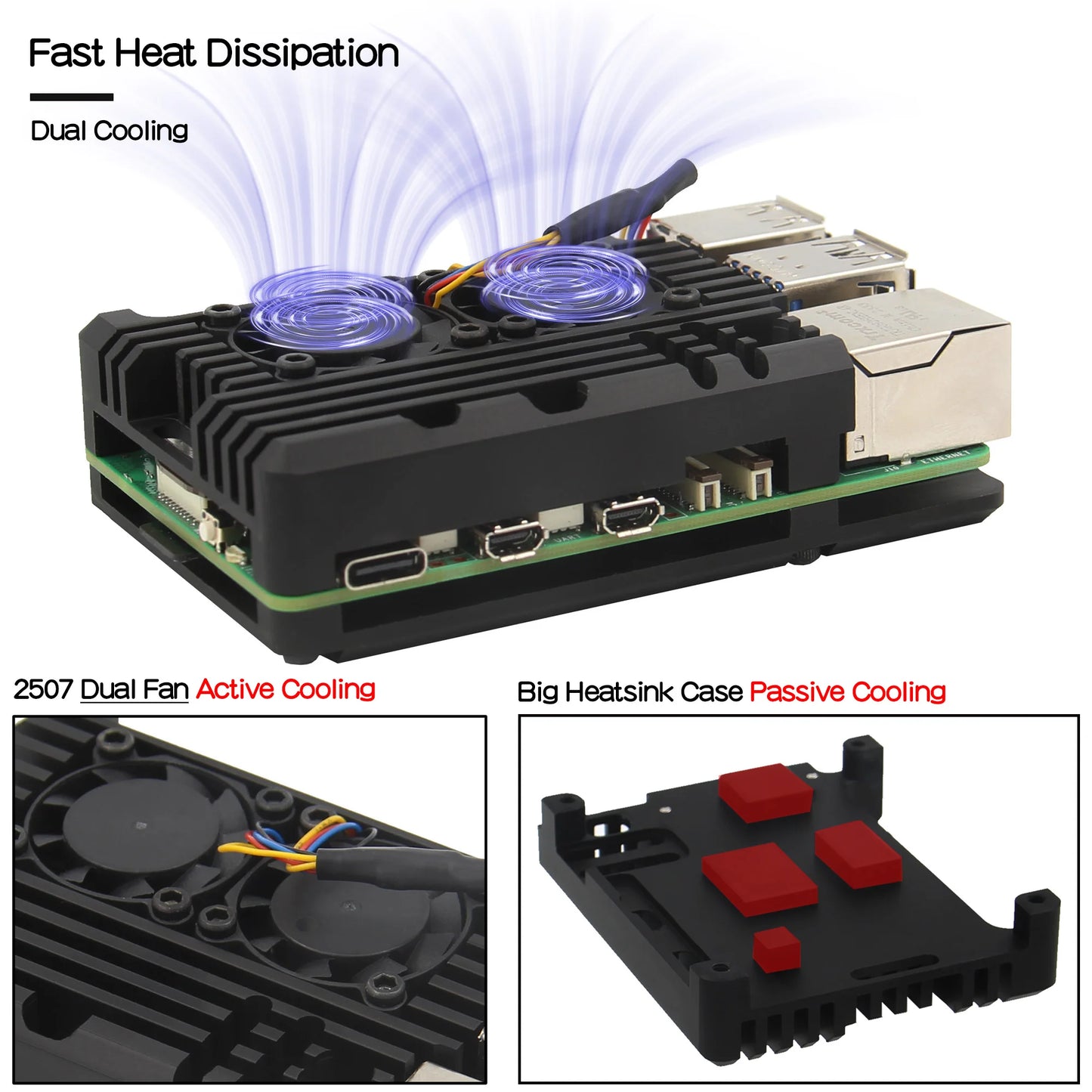 Custom Pi 5 Case with Cooling Fan  | Aluminum Alloy Armor Shell Enclosure for Pi 5