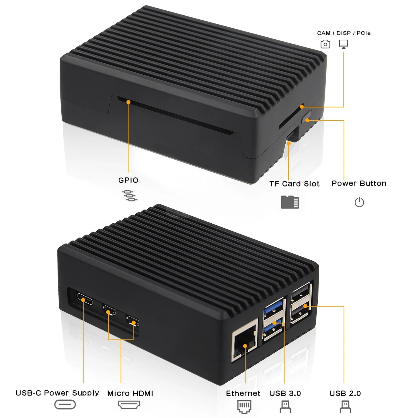 Custom Pi 5 Case with PD27W Power Supply | Aluminum Passive Cooling Case for Pi 5