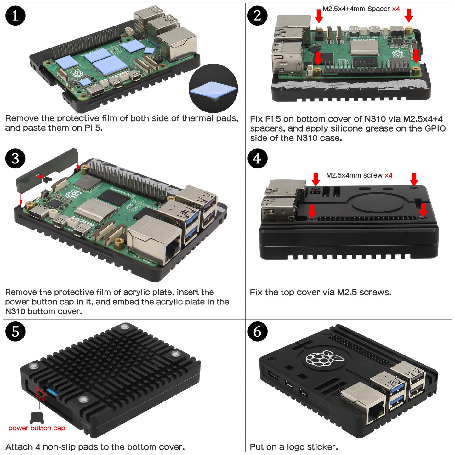 Custom Pi 5 Ultra-Thin CNC Aluminum Alloy Passive Cooling Case (N310)