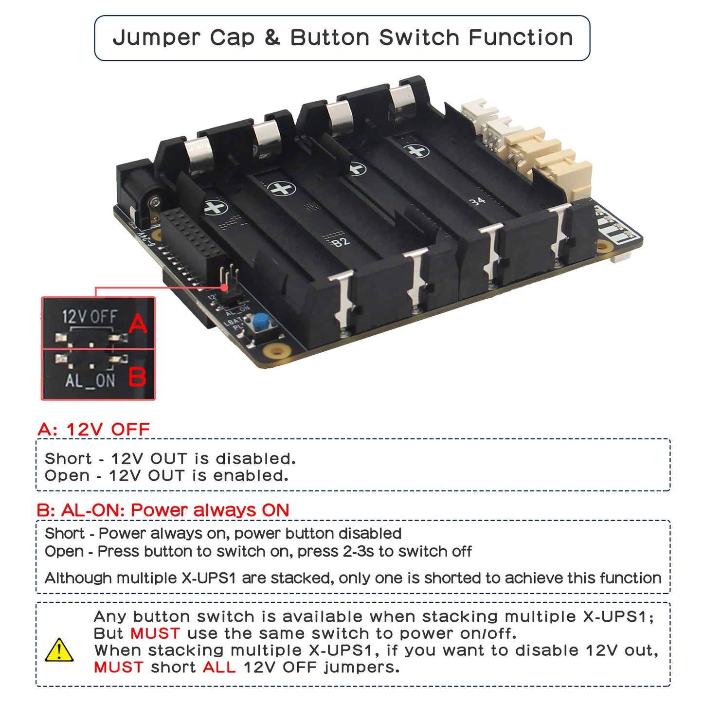Custom X-UPS1 12V/5V Dual Output Universal Stackable UPS Shield for SBC Orange Pi 5/Jetson Nano/    Pi/Tinker Board etc.