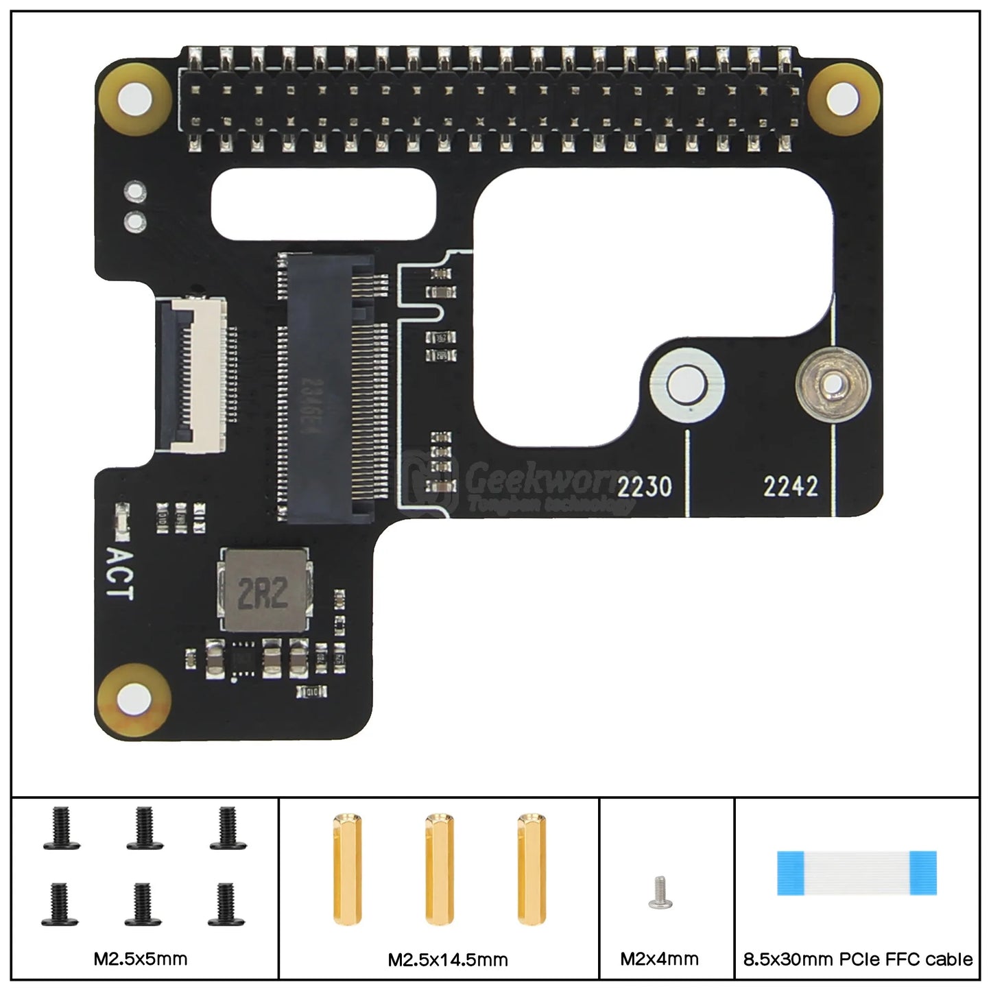 Custom X1000 Pcie M.2 NVMe SSD 2242 PIP PCIe Peripheral Board for     Pi 5