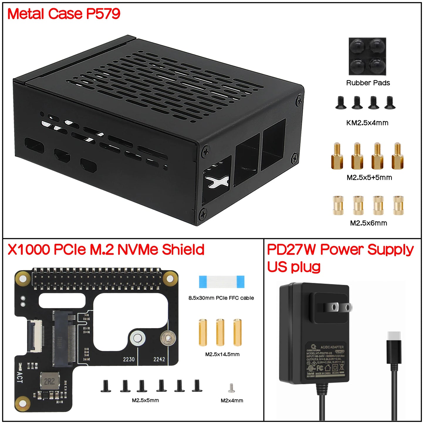 Custom X1000 Pcie M.2 NVMe SSD 2242 PIP PCIe Peripheral Board with Case for     Pi 5