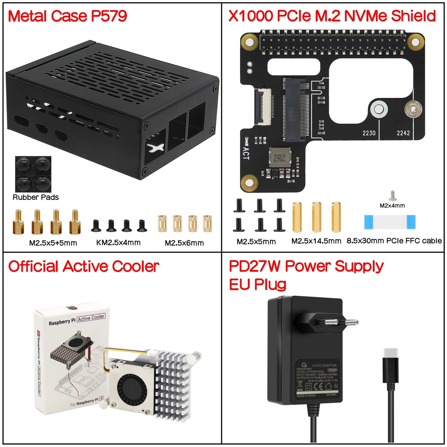 Custom X1000 Pcie M.2 NVMe SSD 2242 PIP PCIe Peripheral Board with Case for     Pi 5