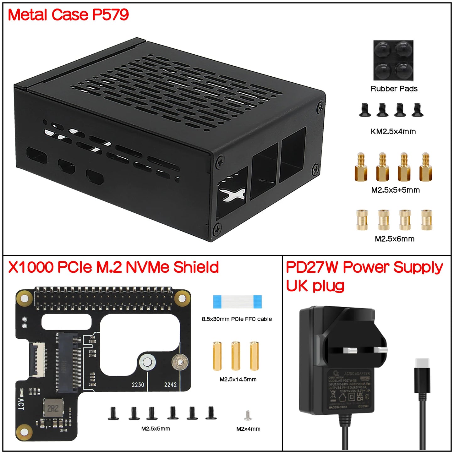Custom X1000 Pcie M.2 NVMe SSD 2242 PIP PCIe Peripheral Board with Case for     Pi 5