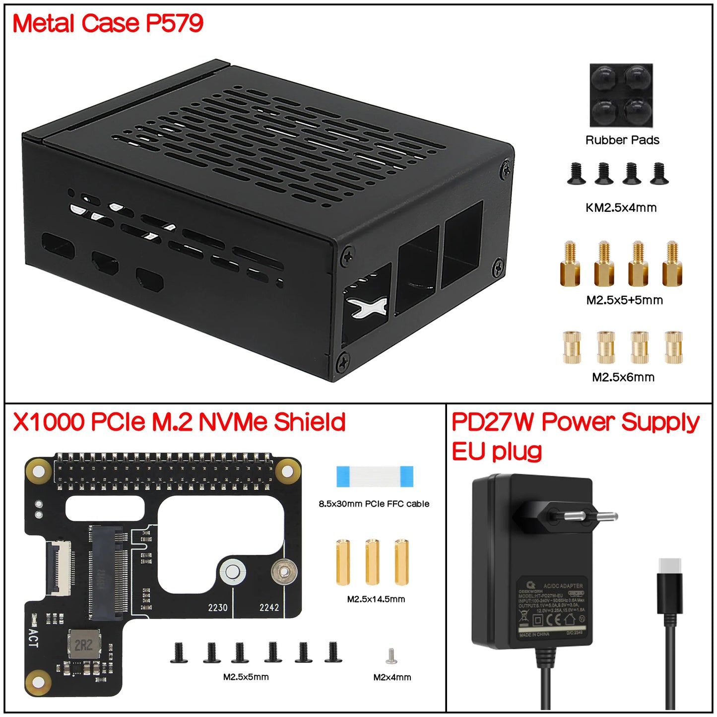 Custom X1000 Pcie M.2 NVMe SSD 2242 PIP PCIe Peripheral Board with Case for     Pi 5