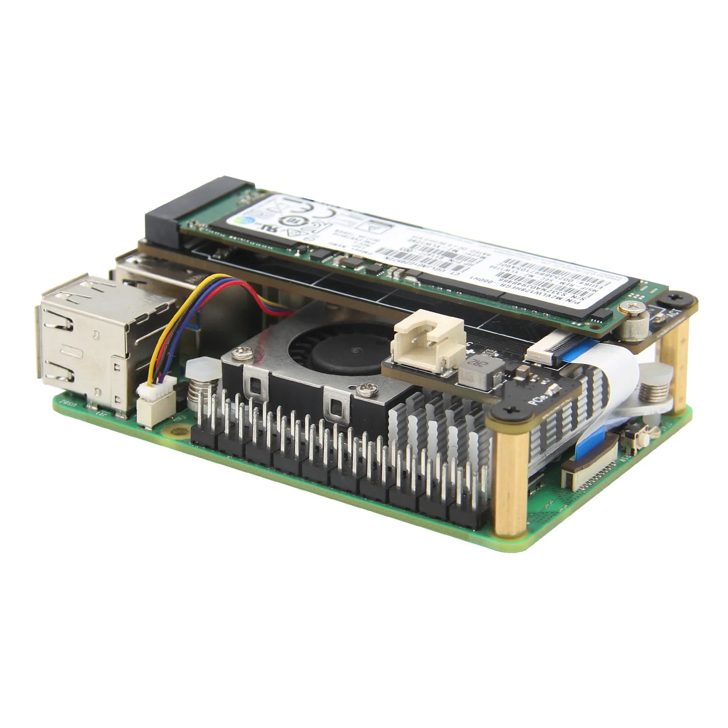 Custom X1001 PCIe to NVMe Shield with P579-V3 Metal Case for     Pi 5