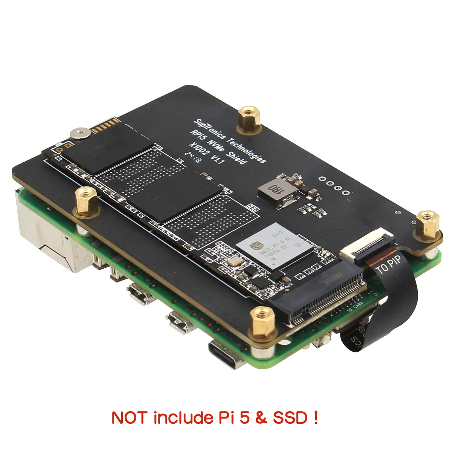 Custom X1002 PCIe M.2 NVMe SSD 2280 M Key Bottom for     Pi 5