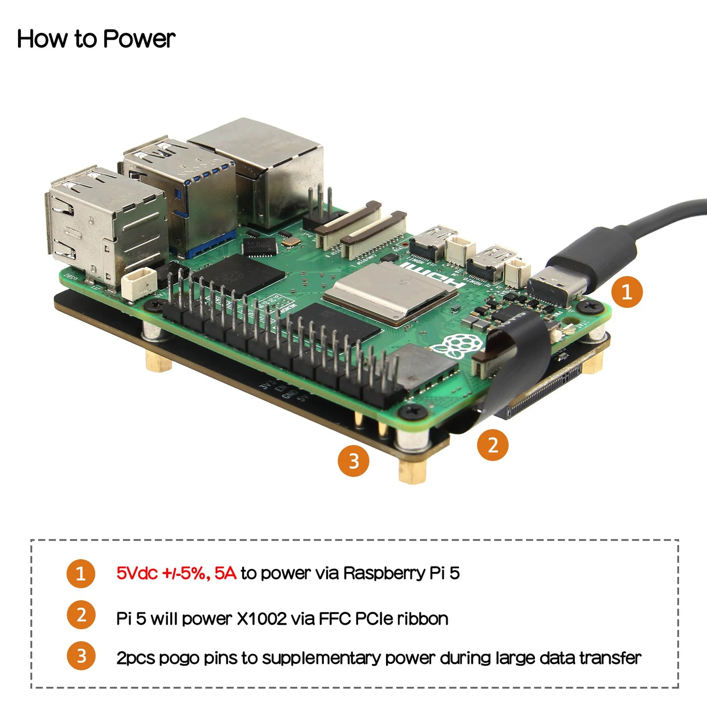 Custom X1002 PCIe M.2 NVMe SSD 2280 M Key Bottom for     Pi 5