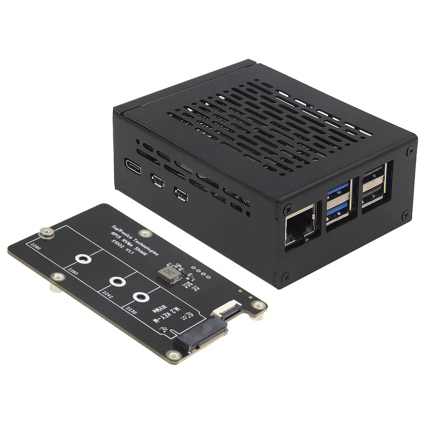 Custom X1002 pcie to NVMe Board with P580 Metal Case for     Pi 5