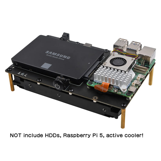 Custom X1008 PCIe to 2.5" SATA HDD/SSD+3.5" SATA HDD Shield for     Pi 5 (NOT Support Boot from HDD/SSD)