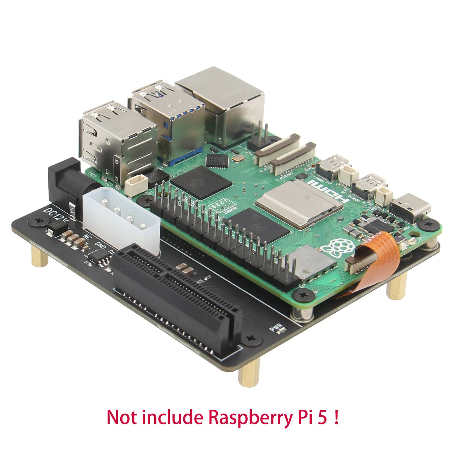 Custom X1010 V1.1 PCIe FFC Connector to Standard PCIe x4 slot Expansion Board for     Pi 5