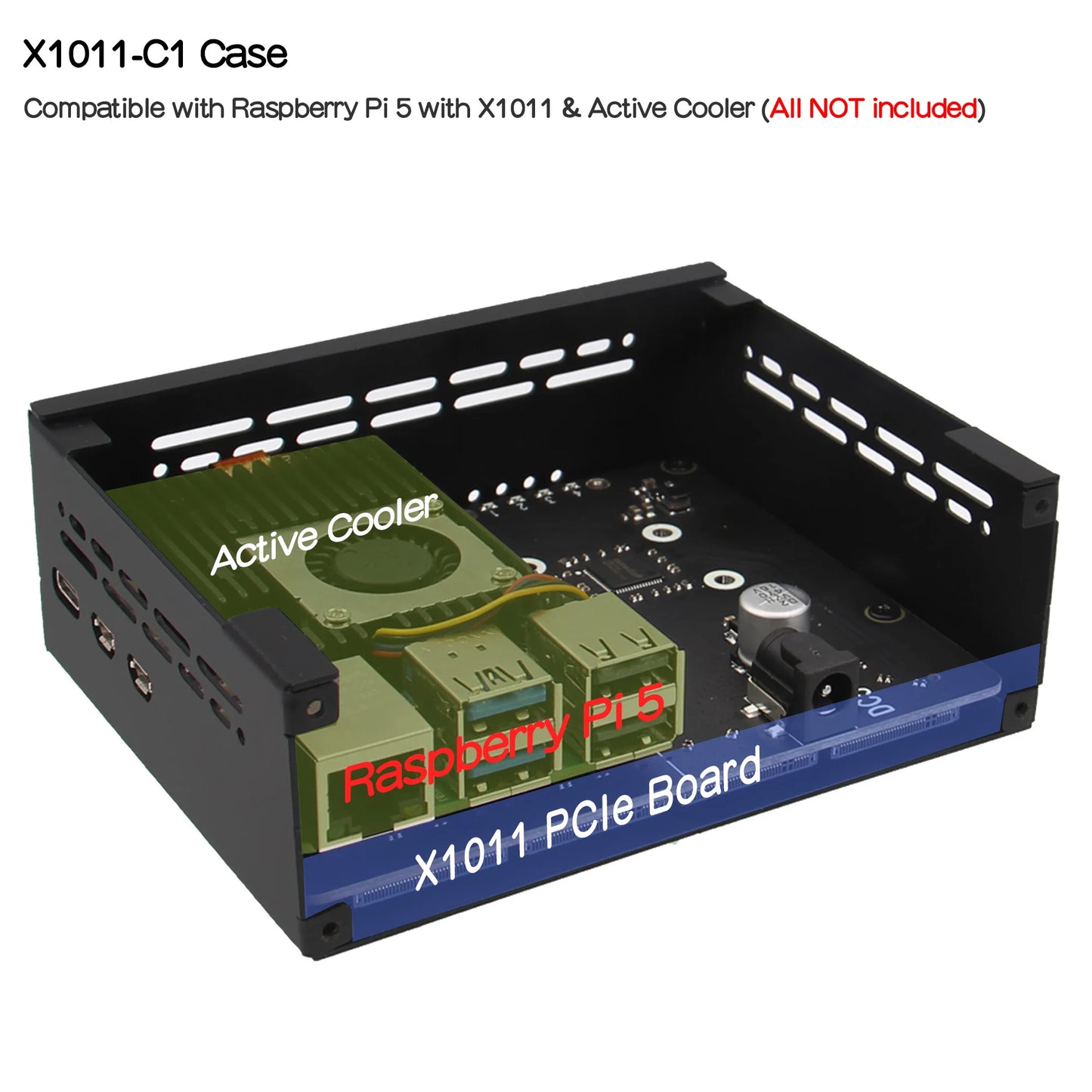 Custom X1011-C1 Metal Case for     Pi 5 & X1011 Board