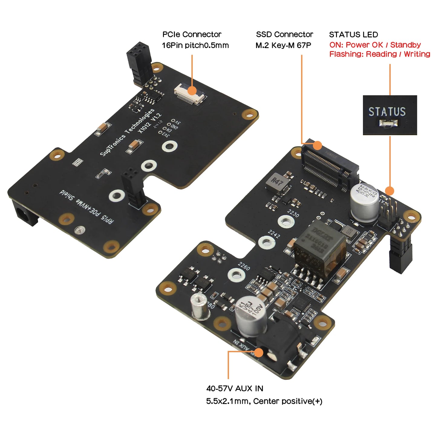 Custom X1012 POE NVME Shield | POE HAT for     Pi 5