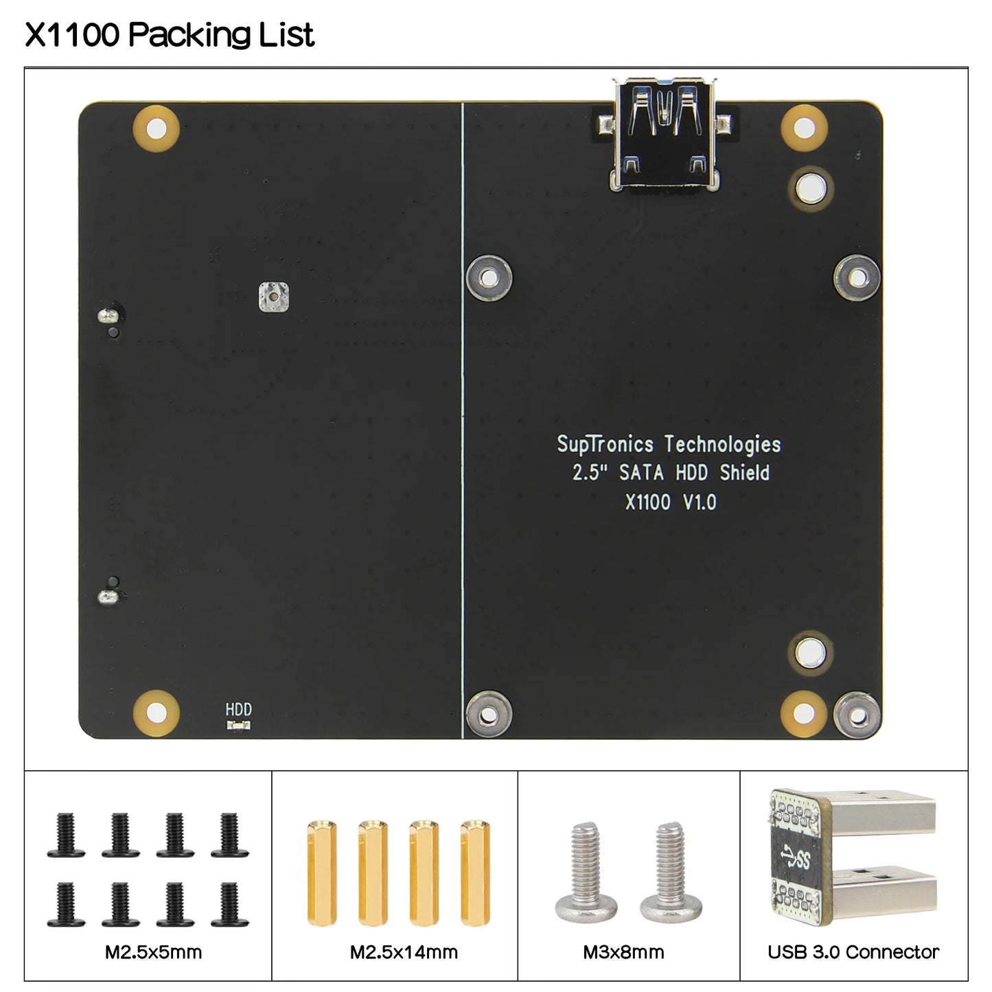 Custom X1100 2.5" SATA HDD / SSD Shield for     Pi 5
