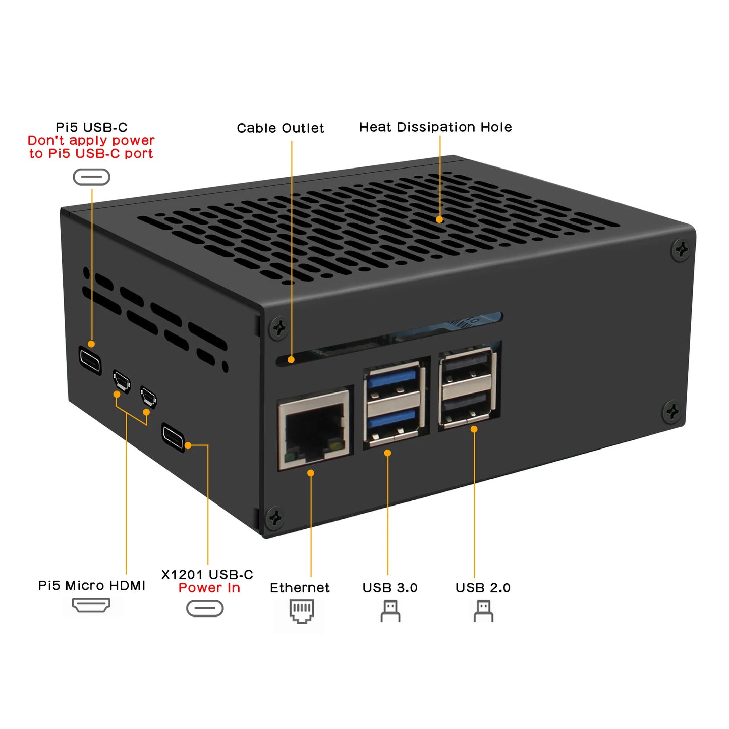 Custom X1201-C1 Metal Case for     Pi 5 & X1201 UPS Board
