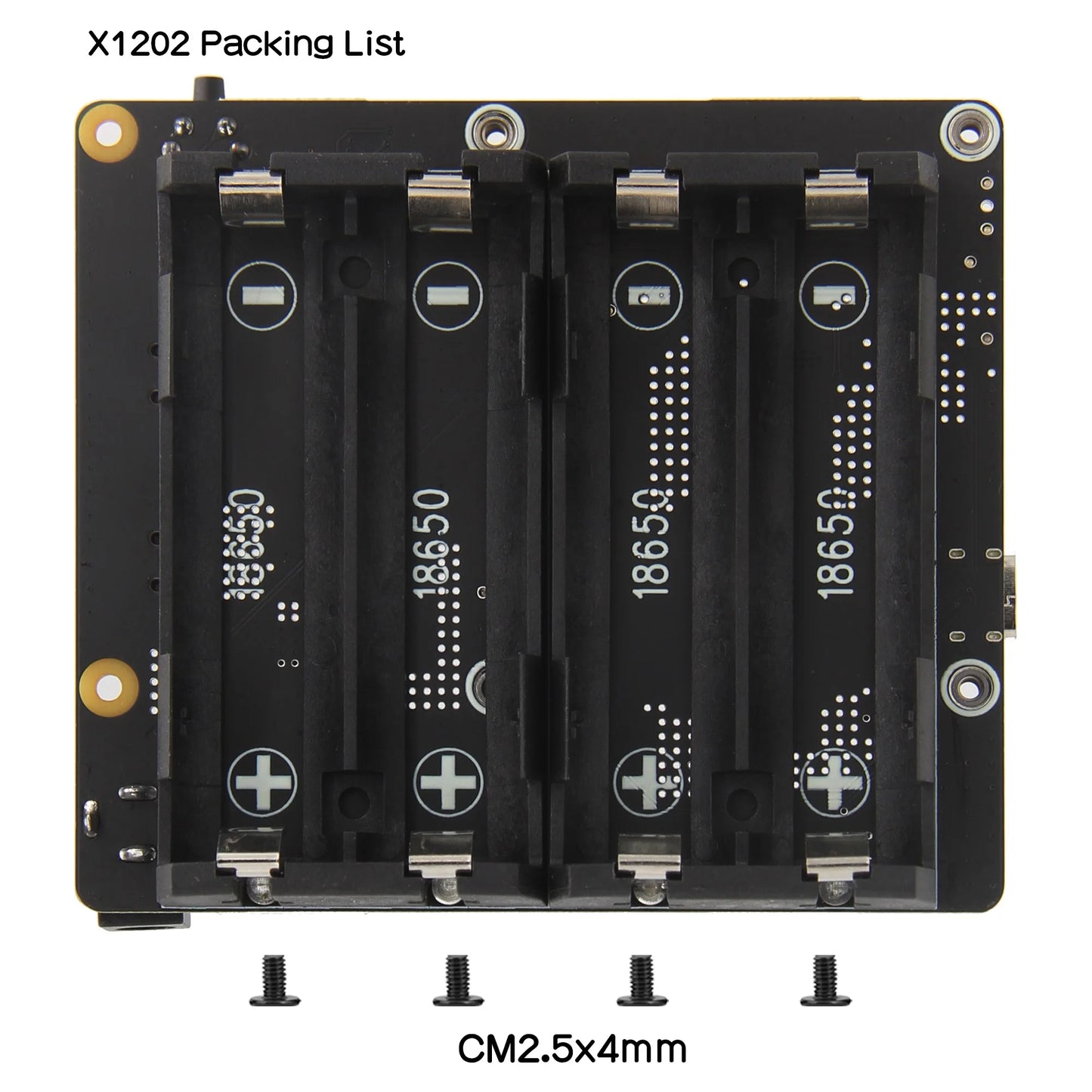 Custom X1202 UPS & Power Management Board with 4 cell 18650 battery holder for     Pi 5