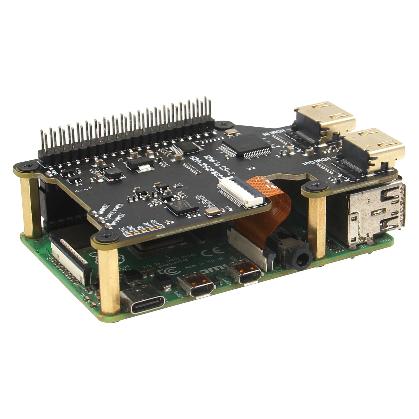 Custom X1301 HDMI to CSI-2 Shield for     Pi 5/4B/3B+/3B