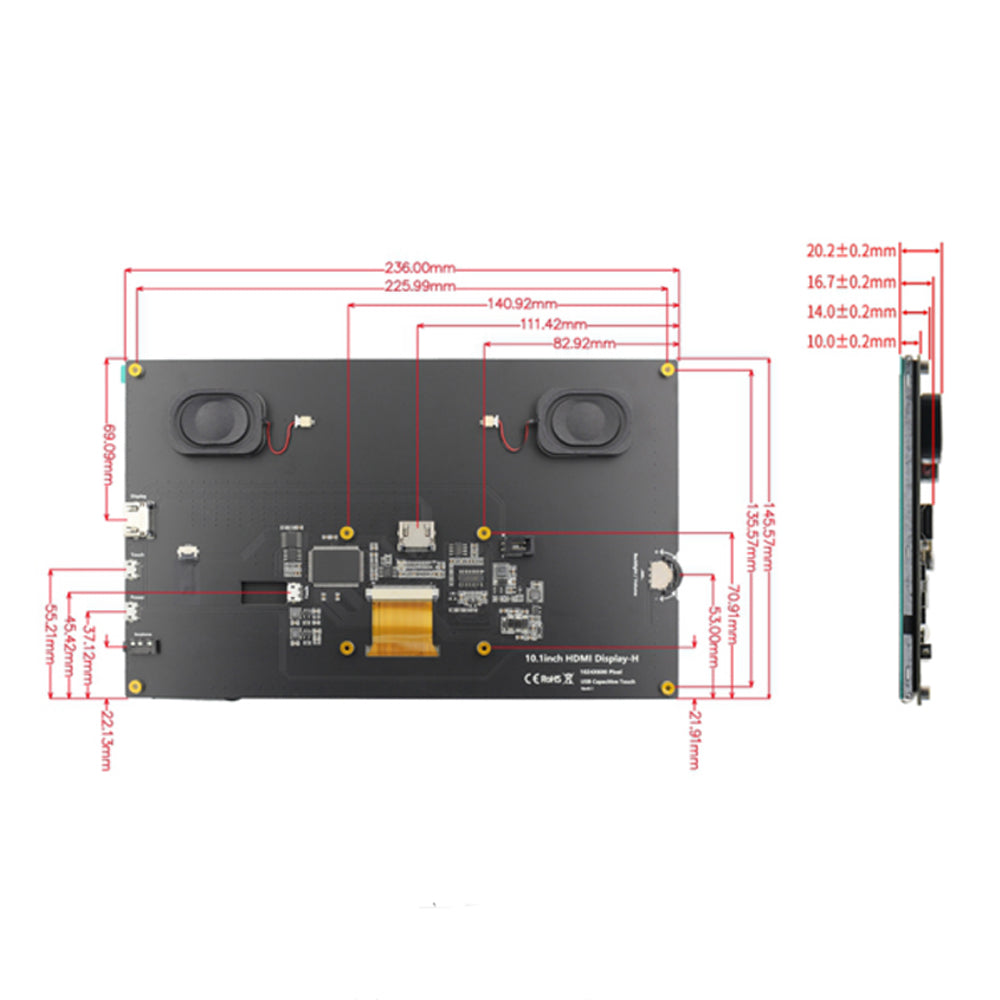 LONTEN 10.1 inch IPS lcd screen display 1024*600 monitor for raspberry pie capacitive touch with speaker screens Custom