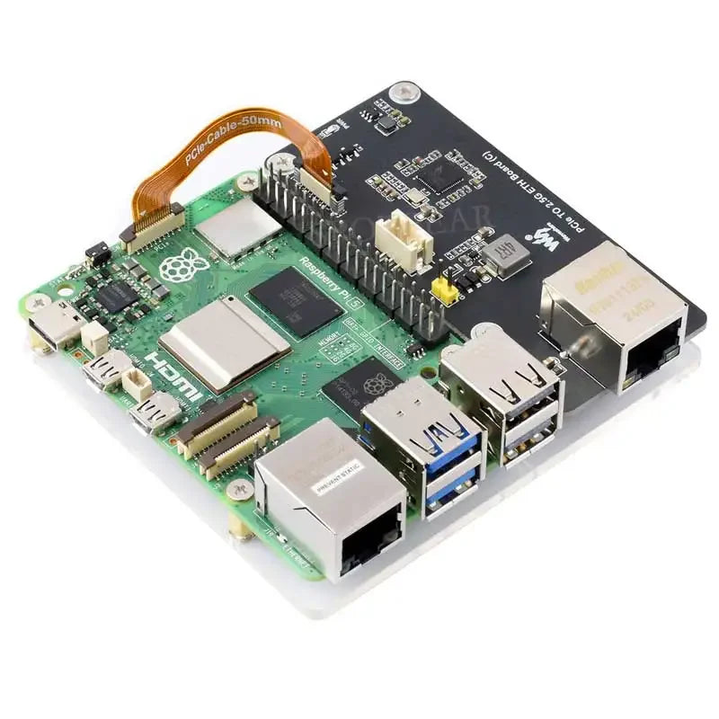 Custom Spotpear Raspberry Pi 5 PCIe to 2.5G Ethernet Adapter Board Plug and Play Extension Board for Education and Learning