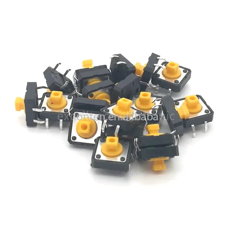 Custom Custom 20PCS 12x12x7.3mm Tactile Switches Yellow Square Push Button Tact Switch 12*12*7.3 mm Micro Switches Manufacturer