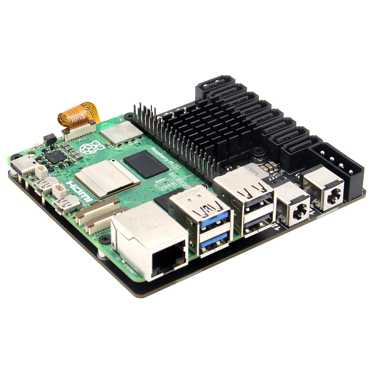 X1017 8 Port SATA Expansion Board with Dual Power Input for Raspberry Pi 5