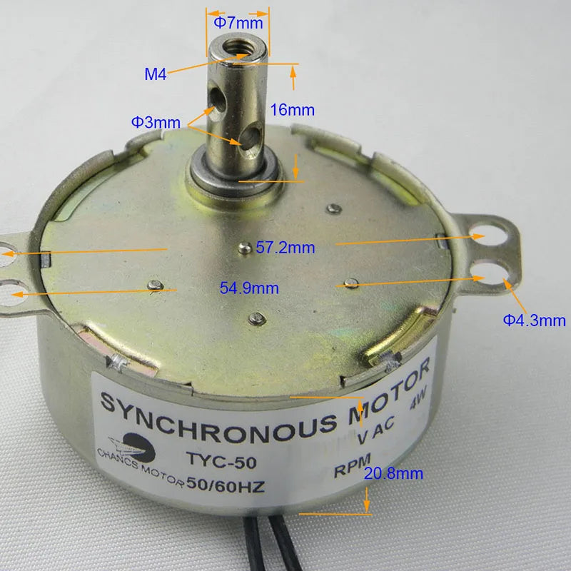 Custom TYC-50 Synchronous Motor 12V AC 2.5-3RPM 4W CW/CCW Small Electric Motor for School Project Manufacturer